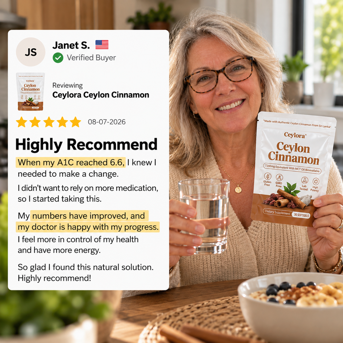 Ceylon Cinnamon 7200mg equivalent with MCT Oil
