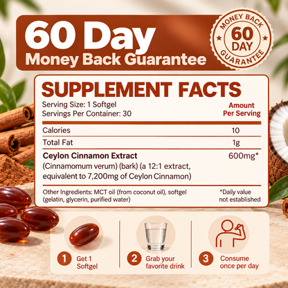 Ceylon Cinnamon 7200mg equivalent with MCT Oil